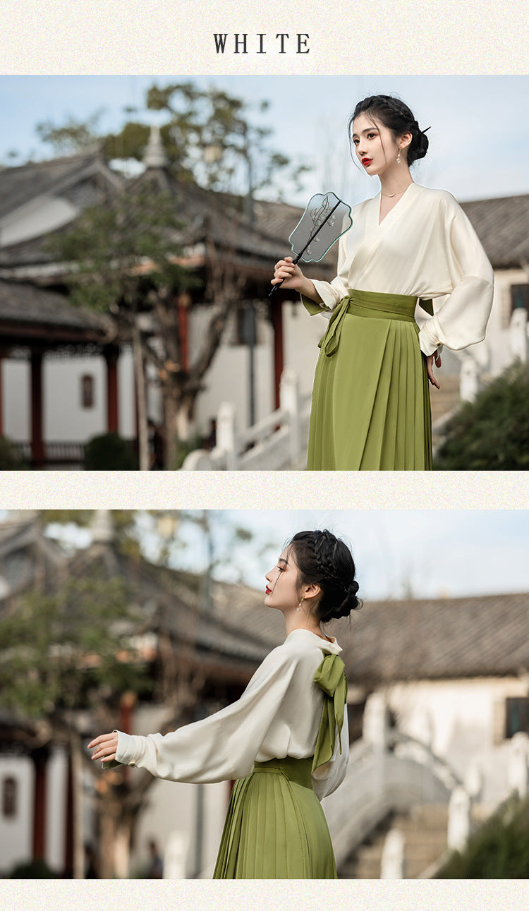 New Chinese Style White Green Mamianqun Set