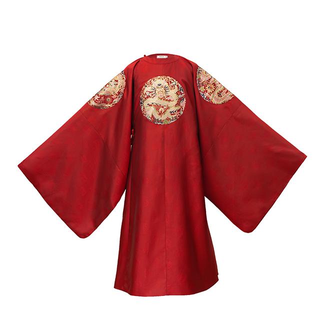 Red Dragon Embroidered Hanfu Robe - Chinese Traditional Costume for Men