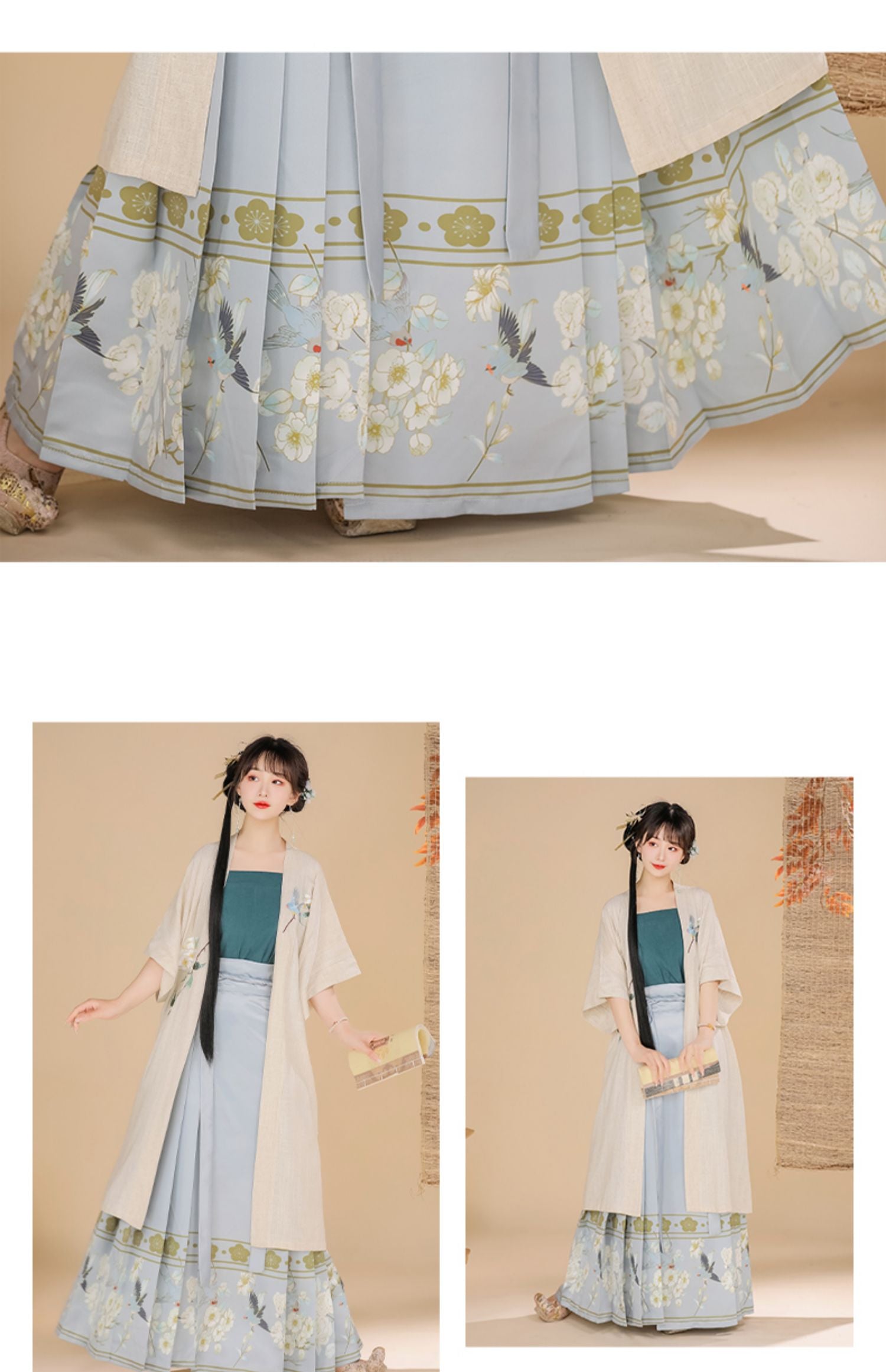 Song Dynasty Hanfu for Women- Elegant Floral Embroidered Hanfu Dress