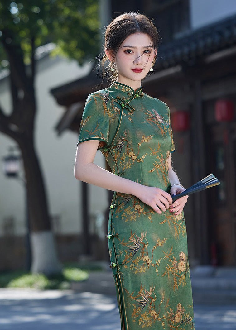 Elegant Vintage Slim Qipao | Double-Layer Mandarin
