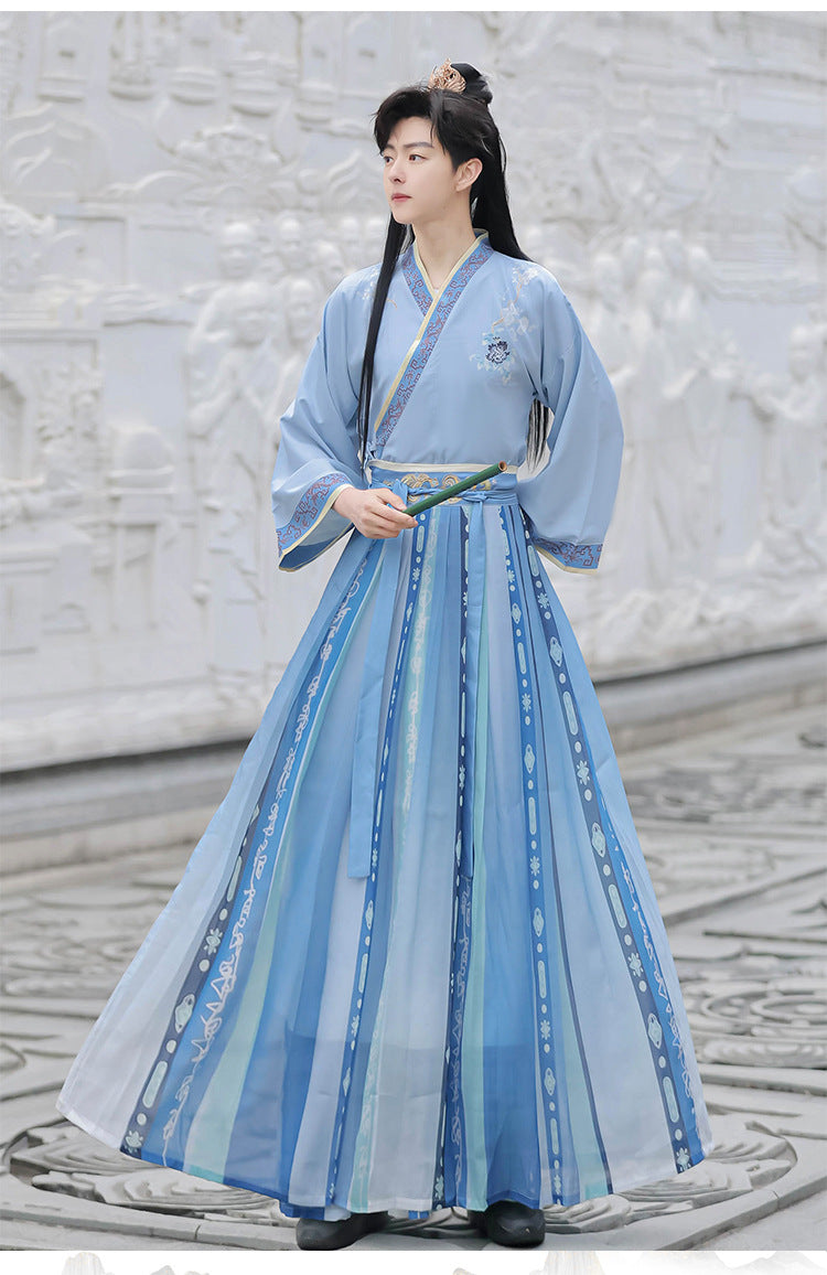 Wei Jin Style Hanfu Couple Set | Gradient Wide-Sleeve with Qi-Xiong Ruqun