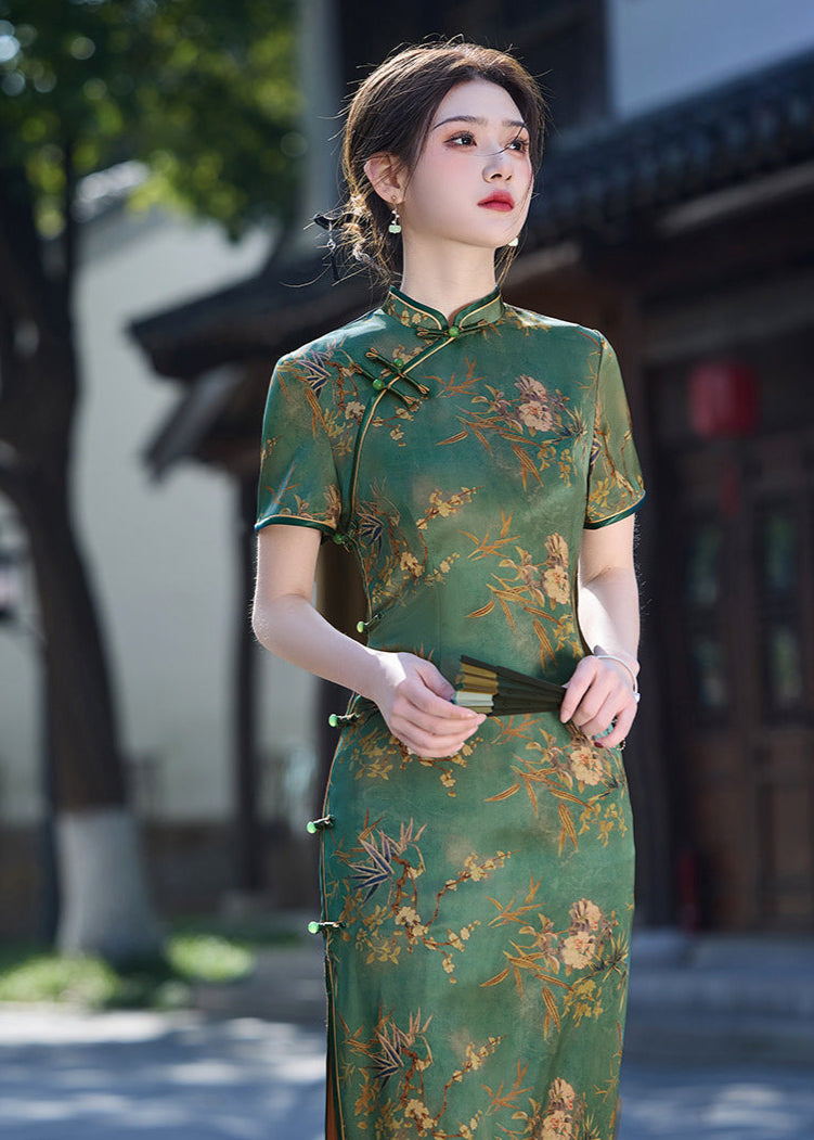 Elegant Vintage Slim Qipao | Double-Layer Mandarin