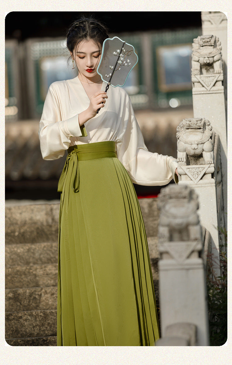 New Chinese Style White Green Mamianqun Set