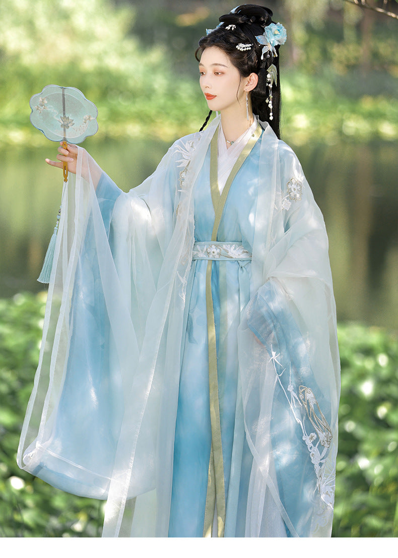 Elegant Flowing Light Blue Hanfu Dress – Traditional Chinese Hanfu for Women