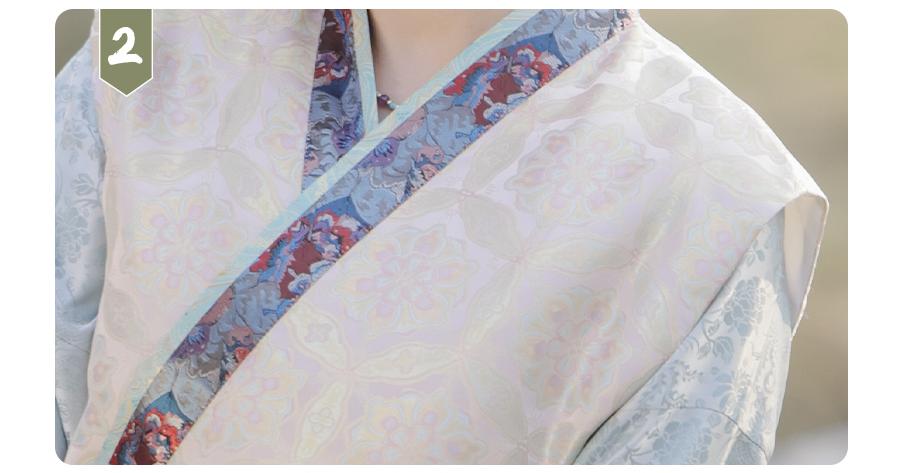 Traditional Tang Dynasty Hanfu Embroidered Dress with Colorful Ribbon Belt