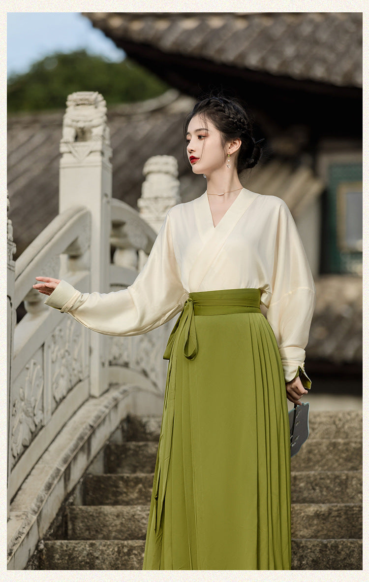 New Chinese Style White Green Mamianqun Set