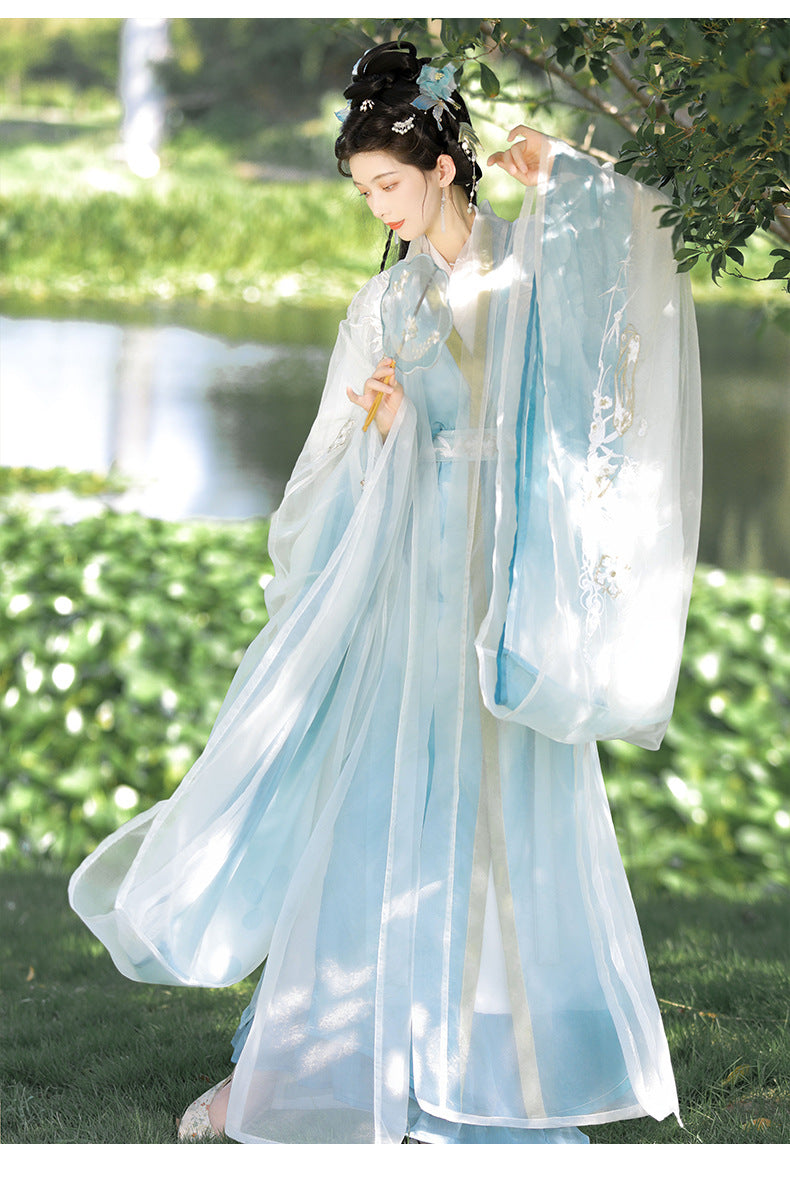 Elegant Flowing Light Blue Hanfu Dress – Traditional Chinese Hanfu for Women