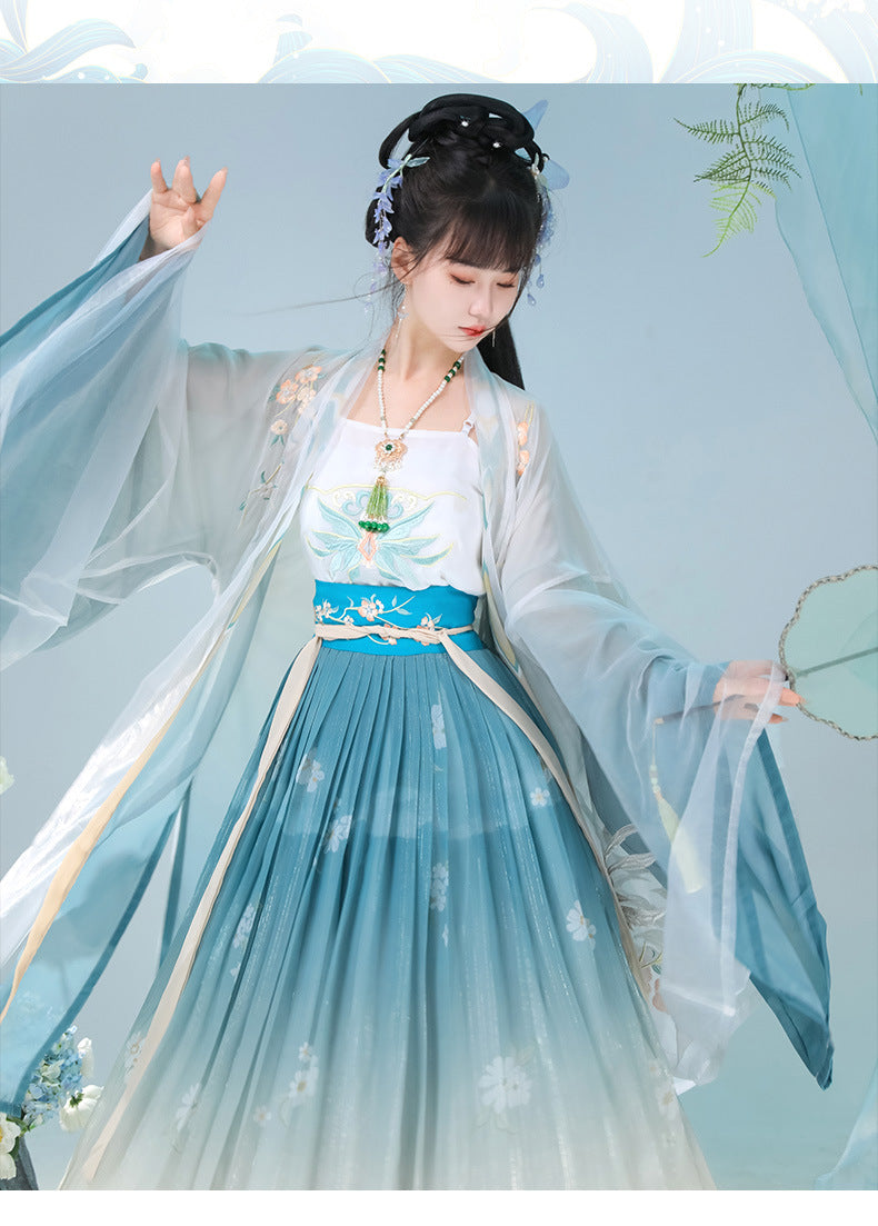 Flowing Chiffon Chinese Traditional Outfit Song Dynasty Hanfu Dress