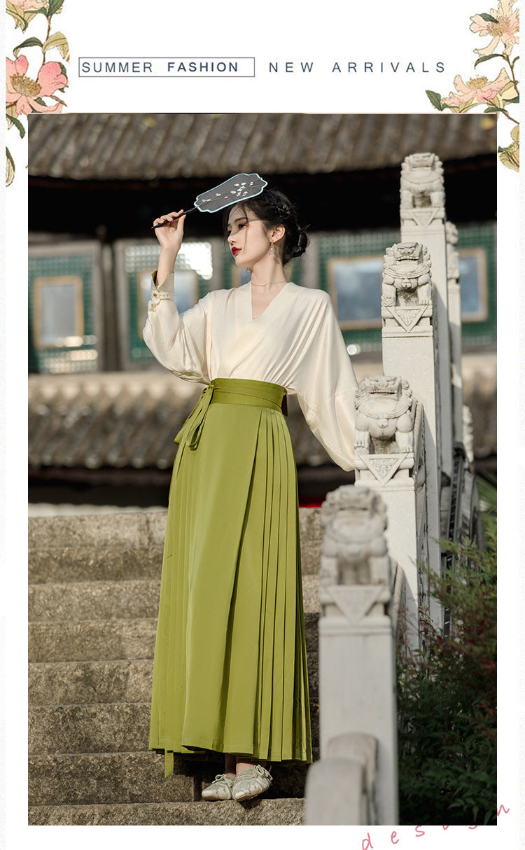 New Chinese Style White Green Mamianqun Set