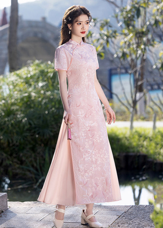 New Chinese Style Jacquard Pleated Long Dress