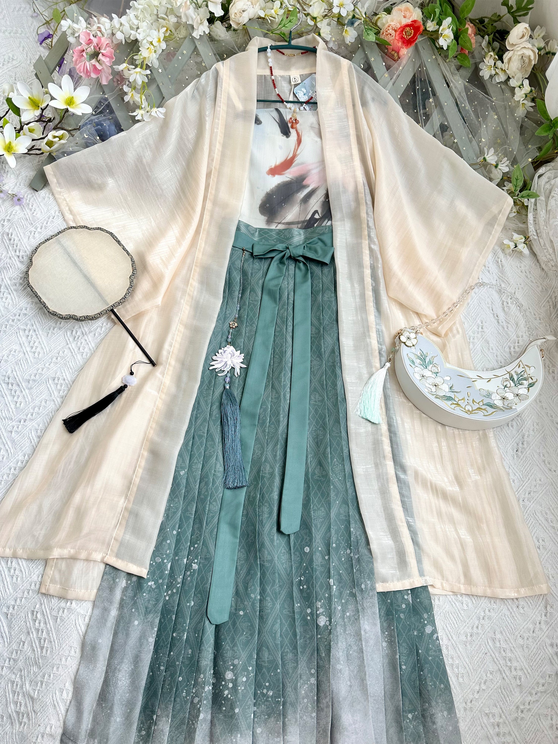 Elegant Pleated Green Hanfu Dress for Women - Traditional Chinese Ancient Style