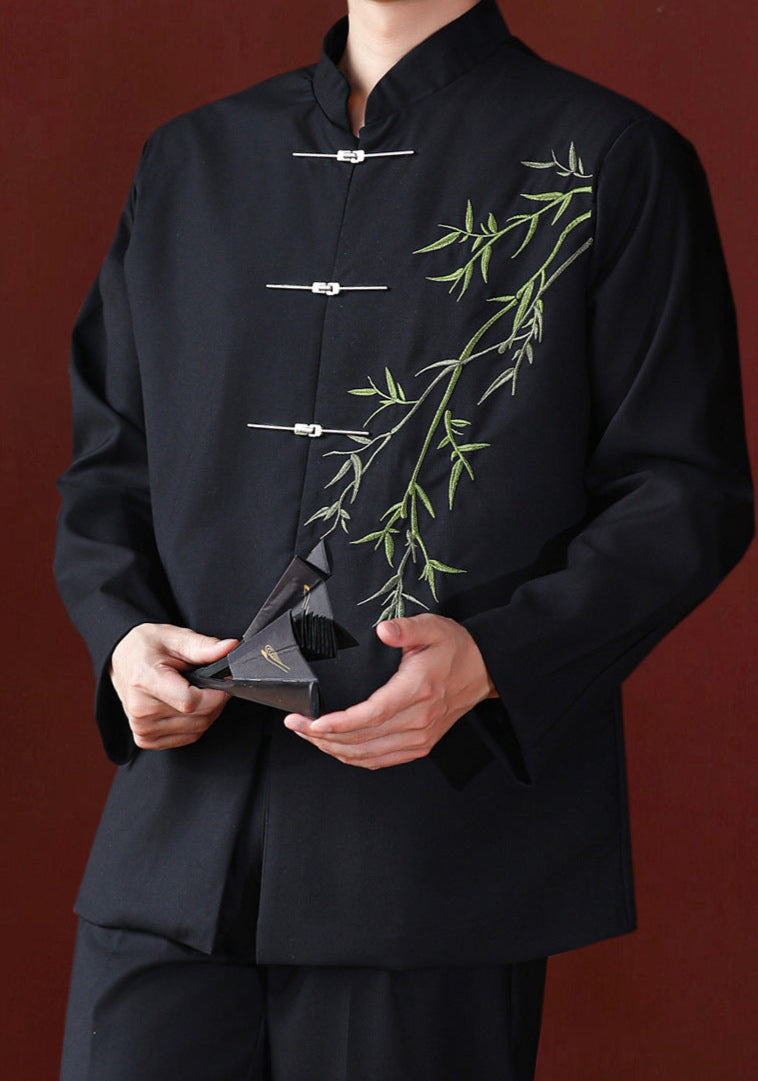New Chinese Bamboo Embroidery Couple Outfit | Zhongshan & Cheongsam