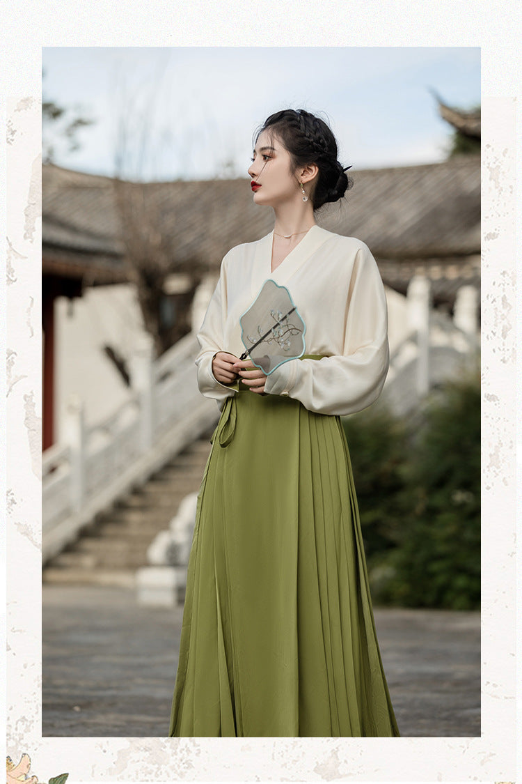 New Chinese Style White Green Mamianqun Set