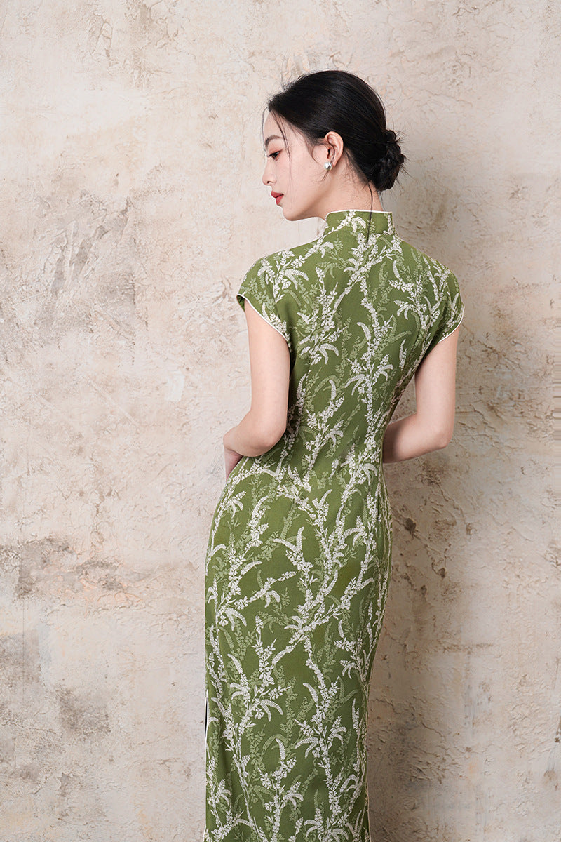Elegant Floral Embroidered Qipao Dress Traditional Chinese Cheongsam