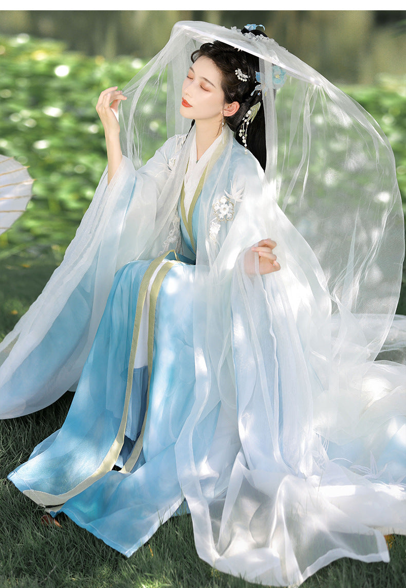 Elegant Flowing Light Blue Hanfu Dress – Traditional Chinese Hanfu for Women