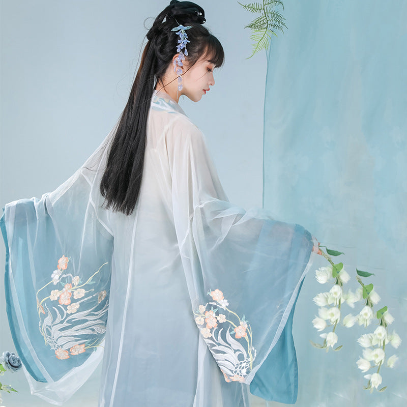 Flowing Chiffon Chinese Traditional Outfit Song Dynasty Hanfu Dress