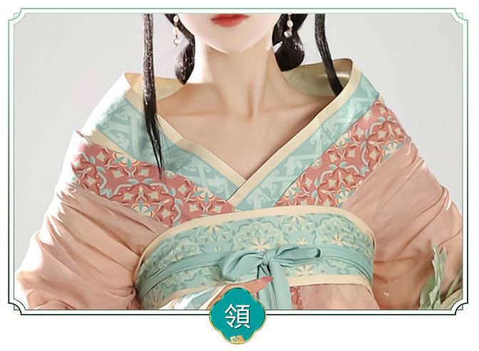 Traditional Hanfu Style Dress - Elegant Multi-layered Green and Pink Floral Gown for Women