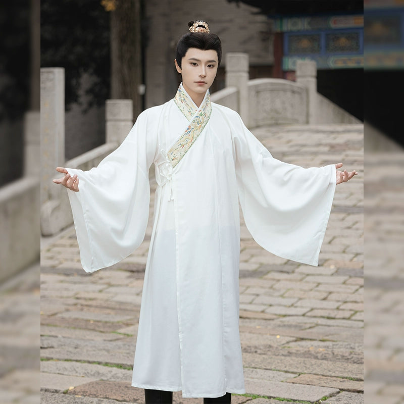 Elegant Traditional Hanfu Robe for Men with Dragon Embroidery