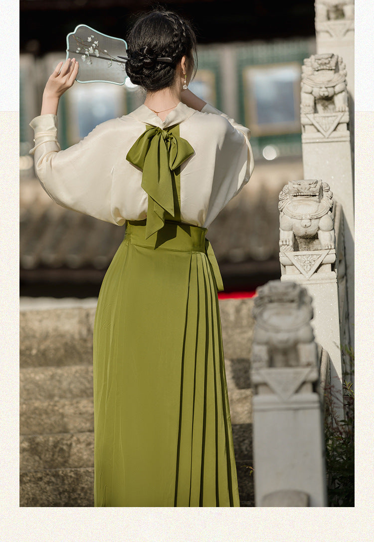 New Chinese Style White Green Mamianqun Set