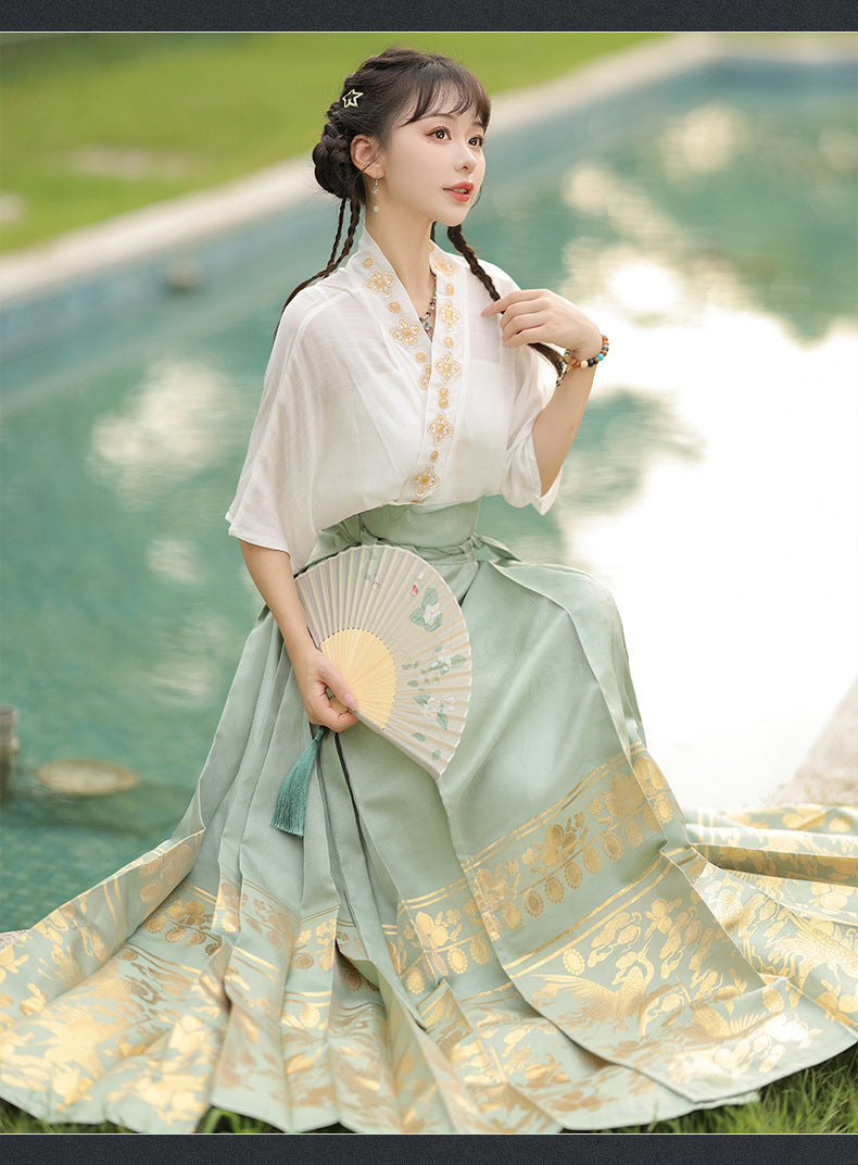 Elegant Hanfu Dress – Traditional Embroidered Flowing Hanfu Skirt with Vintage Charm