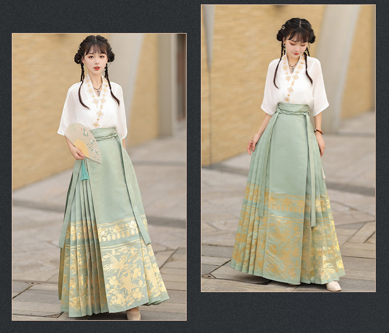 Elegant Hanfu Dress – Traditional Embroidered Flowing Hanfu Skirt with Vintage Charm