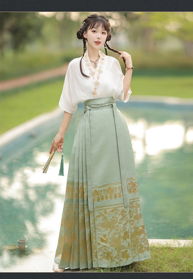 Elegant Hanfu Dress – Traditional Embroidered Flowing Hanfu Skirt with Vintage Charm