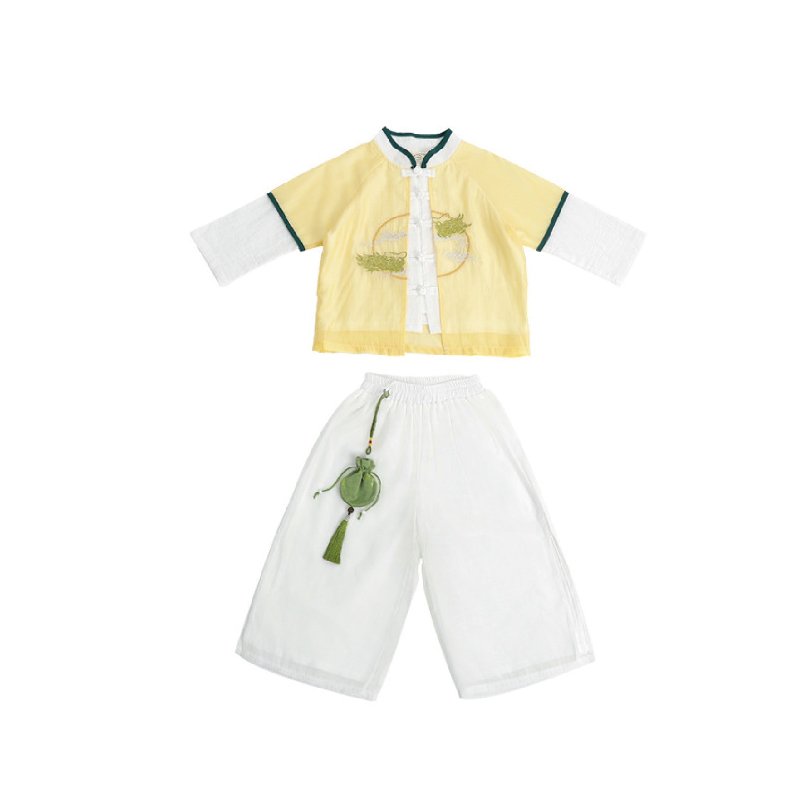 Boy's Imperial Yellow & Azure Chinese Hanfu Set