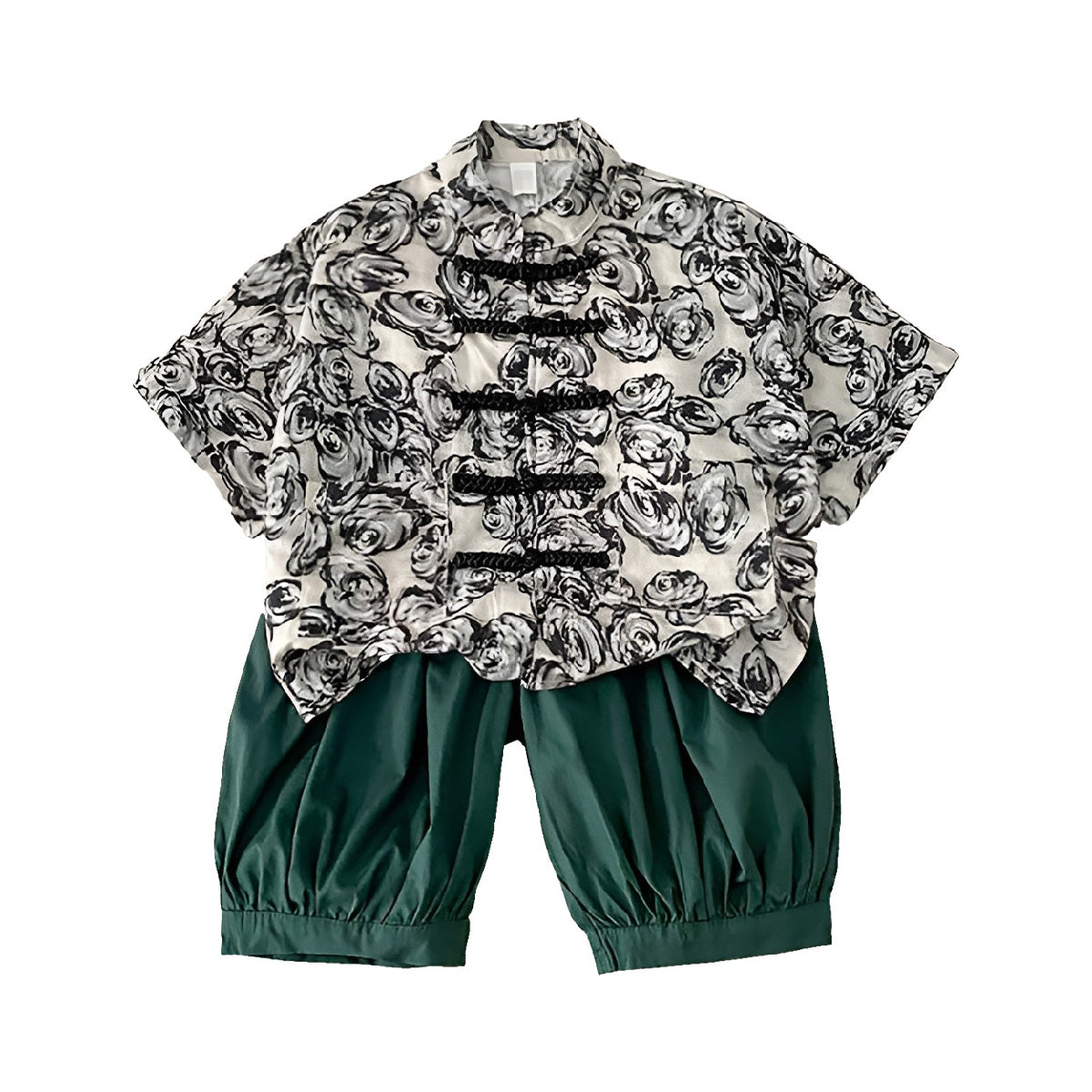 Boys Ink style Short Hanfu Two-Piece Suit Traditional Outfit