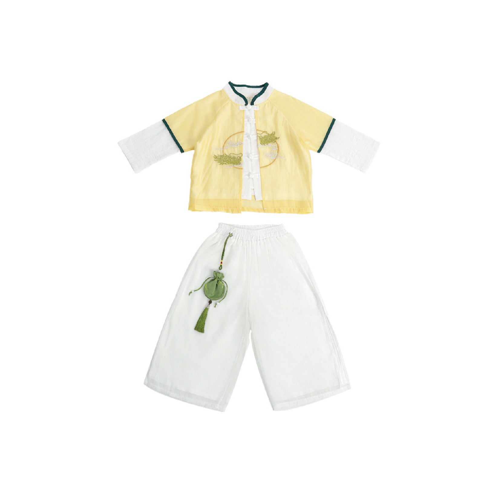 Boy's Imperial Yellow & Azure Chinese Hanfu Set