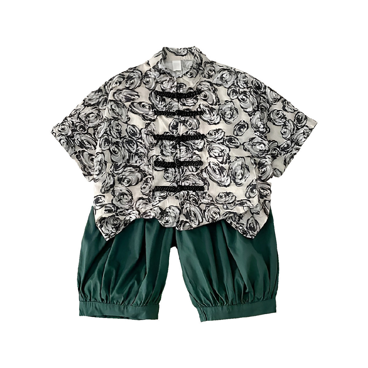 Boys Ink style Short Hanfu Two-Piece Suit Traditional Outfit