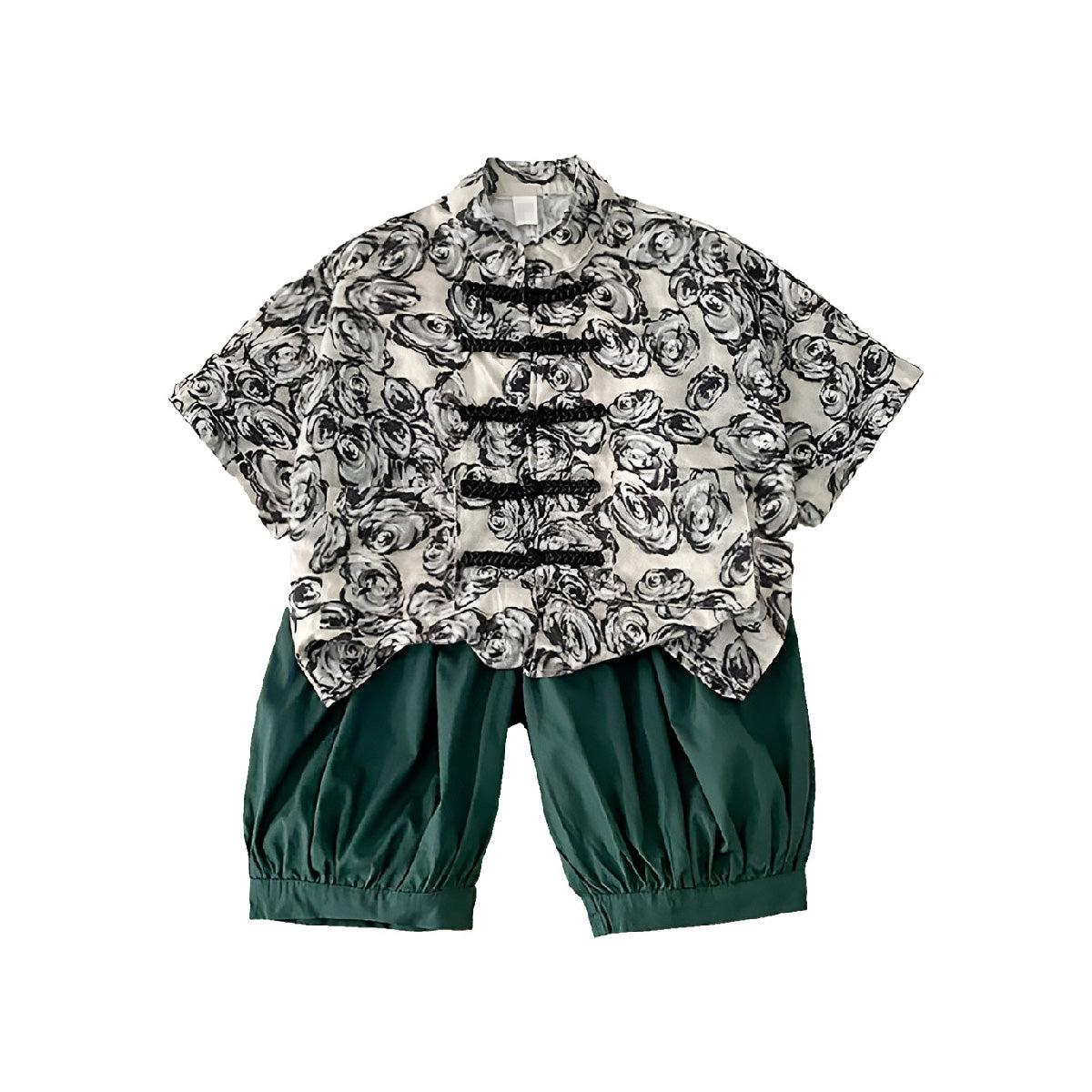Boys Ink style Short Hanfu Two-Piece Suit Traditional Outfit