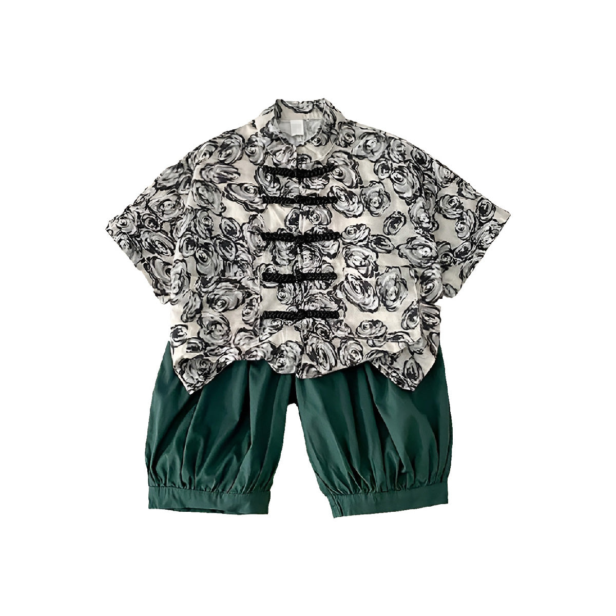 Boys Ink style Short Hanfu Two-Piece Suit Traditional Outfit