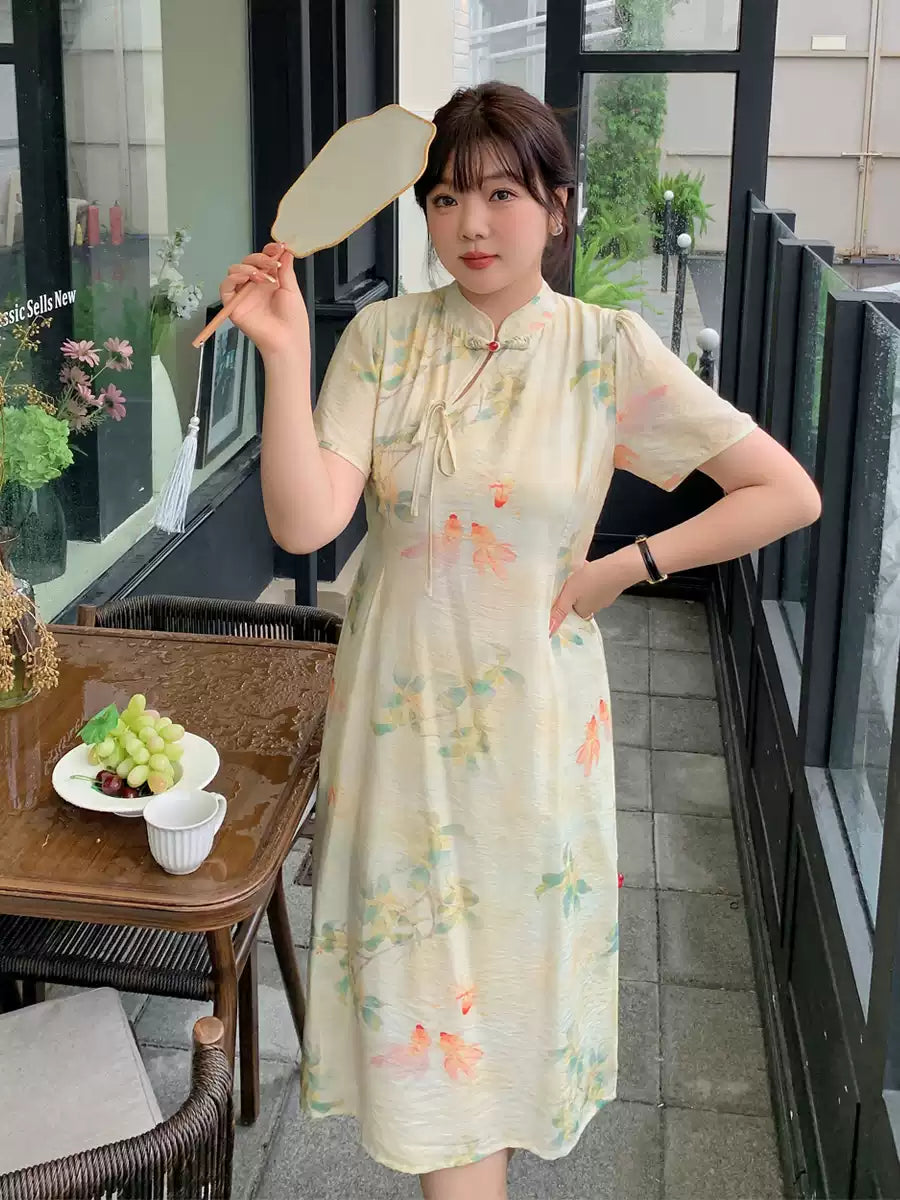Elegant Floral Cheongsam Dress with Vintage Charm and Modern Comfort