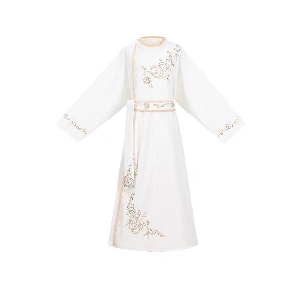 Boys' Hanfu Male Dress - Traditional White Embroidered Costume