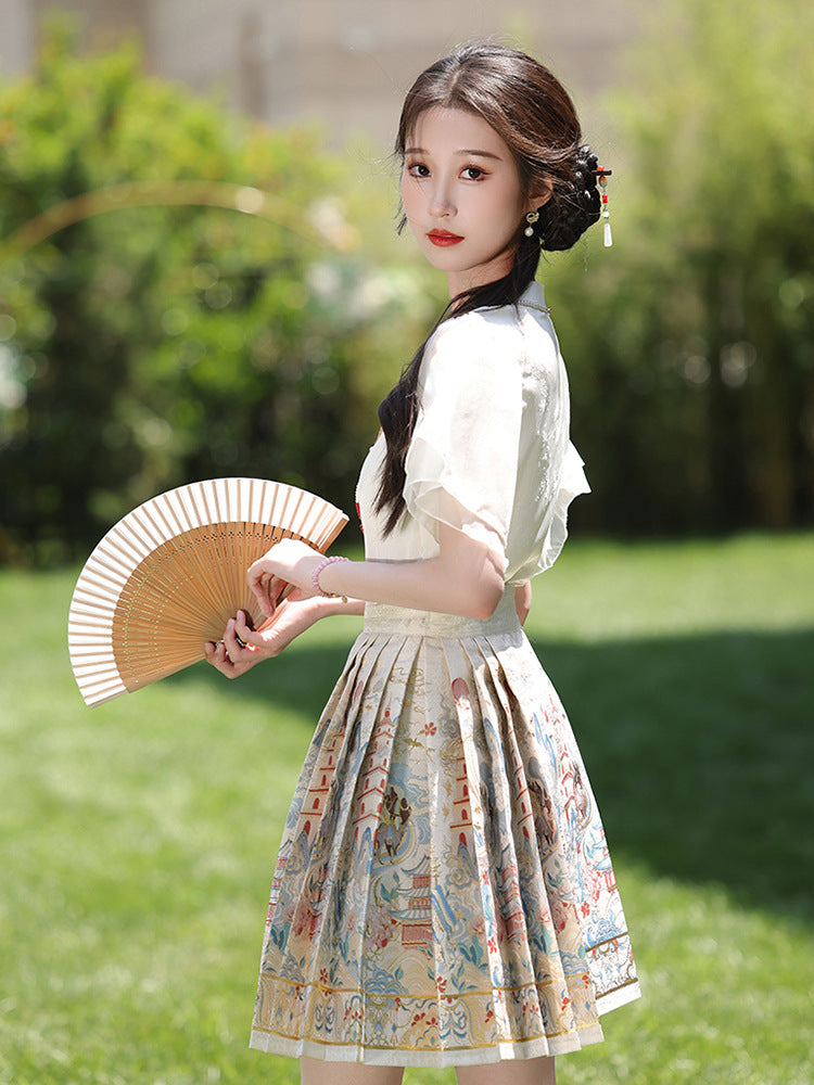 Mother-Daughter Hanfu Dress With Elegant Floral Print