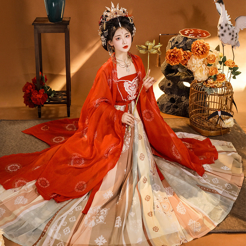 Elegant Red Tang Dynasty Hanfu Dress for Women Tang Dynasty