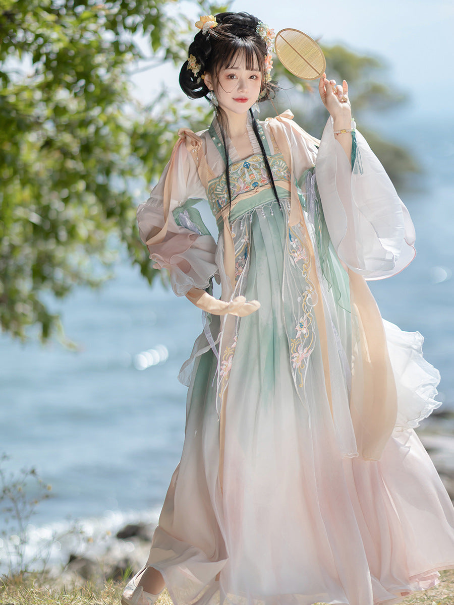 Elegant Hanfu Dress Tang Dynasty Pastel Colours Fairy Design Women’s Wear
