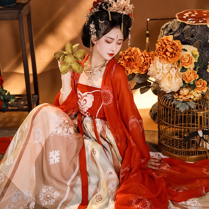 Elegant Red Tang Dynasty Hanfu Dress for Women Tang Dynasty