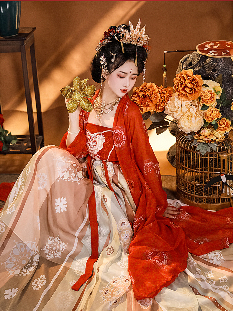 Elegant Red Tang Dynasty Hanfu Dress for Women Tang Dynasty
