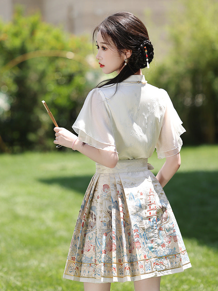 Mother-Daughter Hanfu Dress With Elegant Floral Print