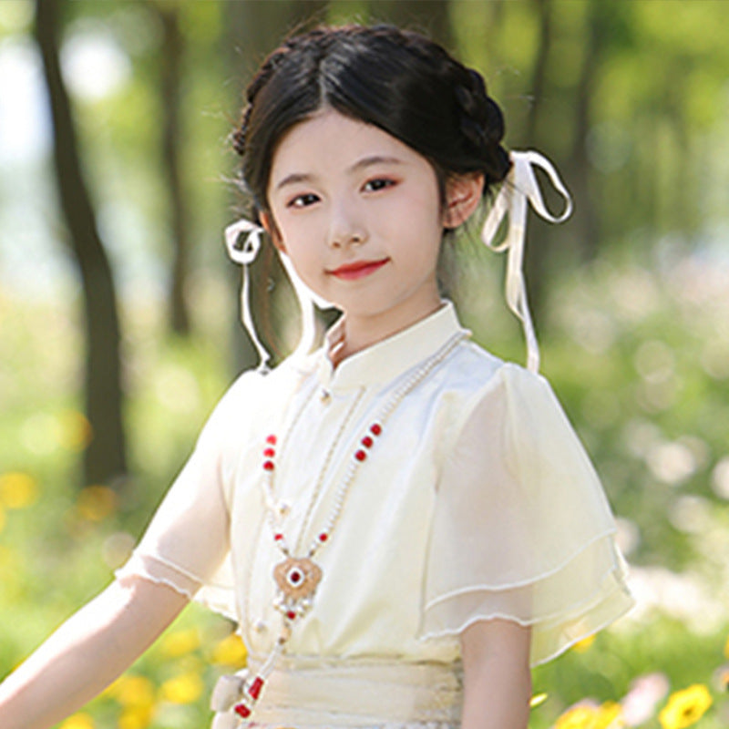 Mother-Daughter Hanfu Dress With Elegant Floral Print