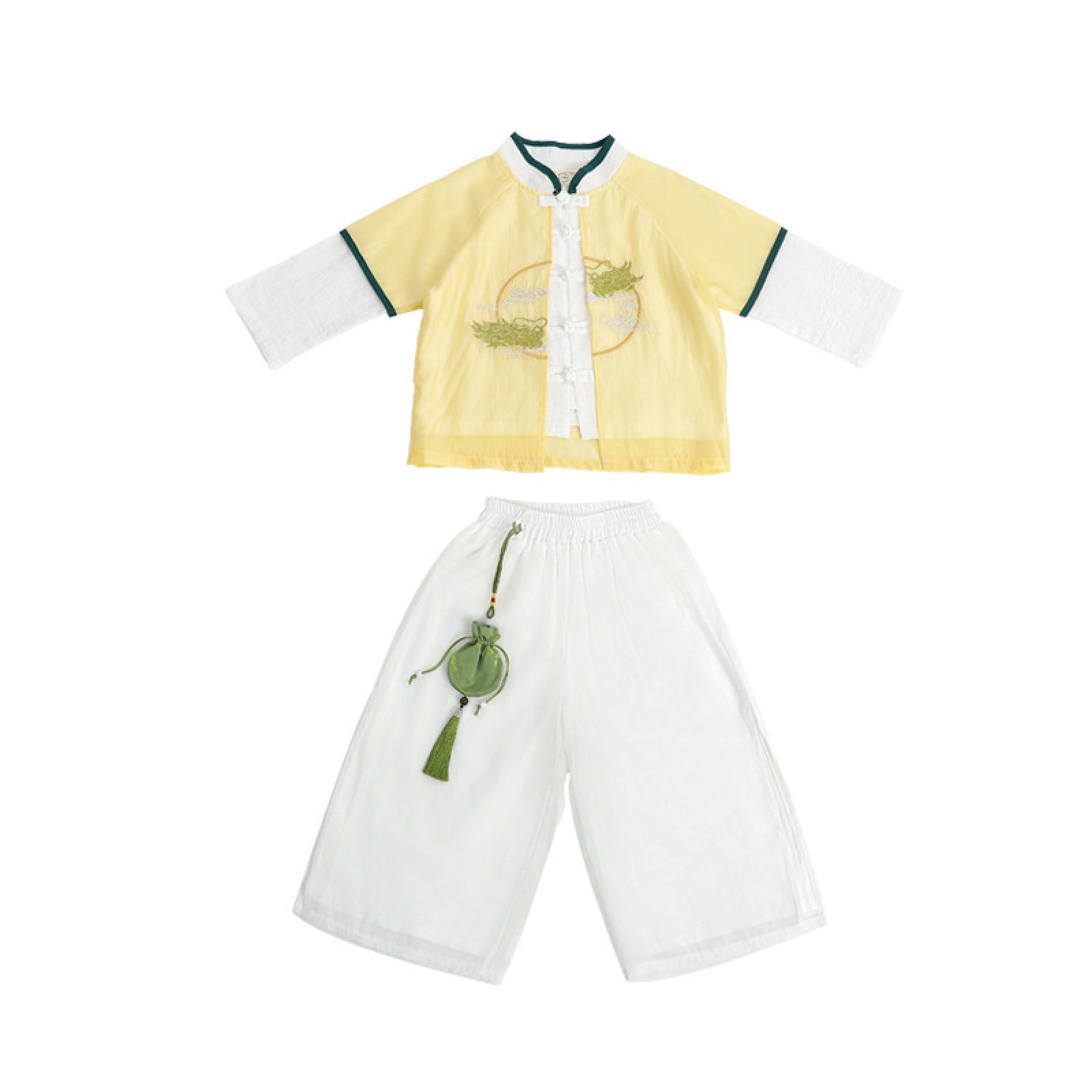Boy's Imperial Yellow & Azure Chinese Hanfu Set