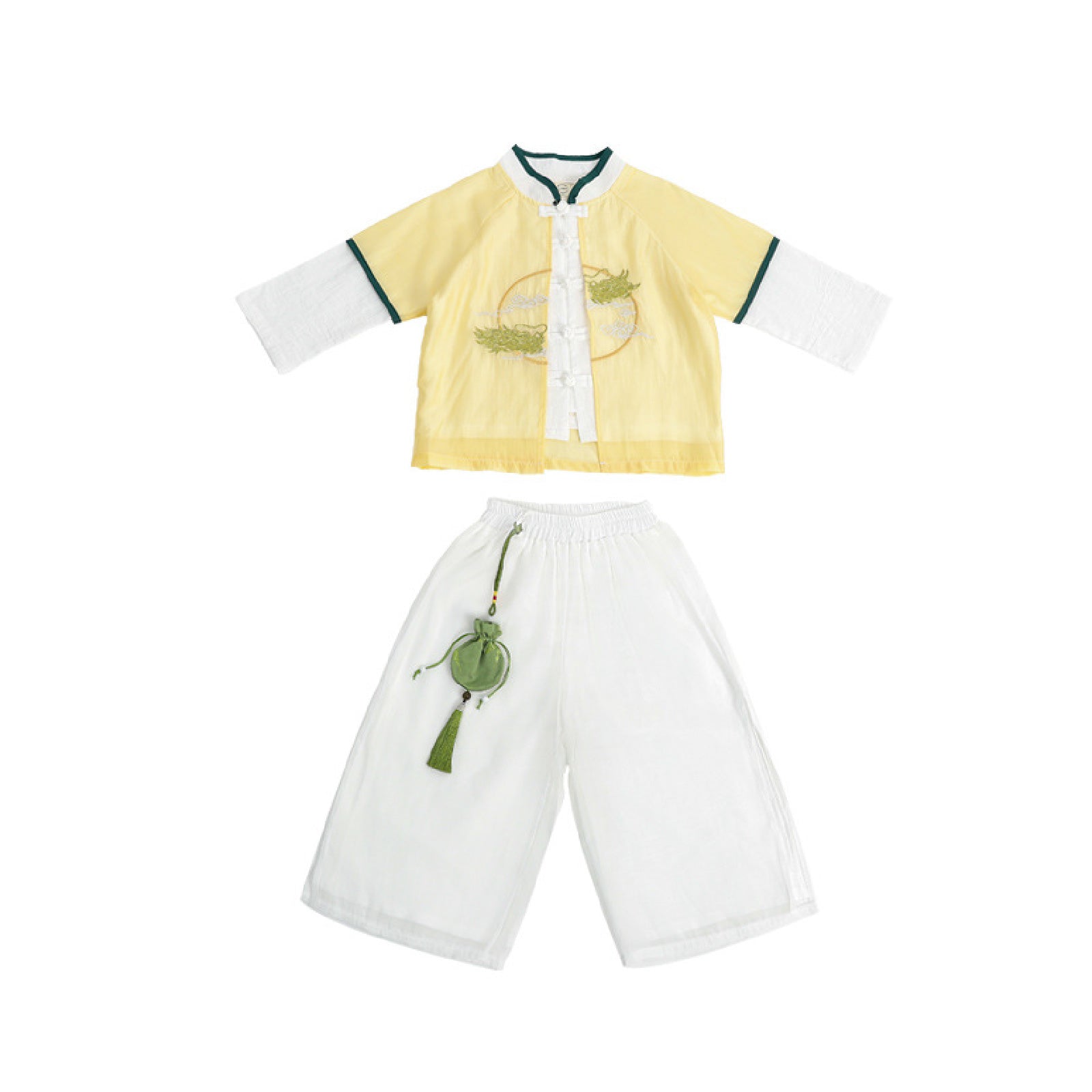 Boy's Imperial Yellow & Azure Chinese Hanfu Set