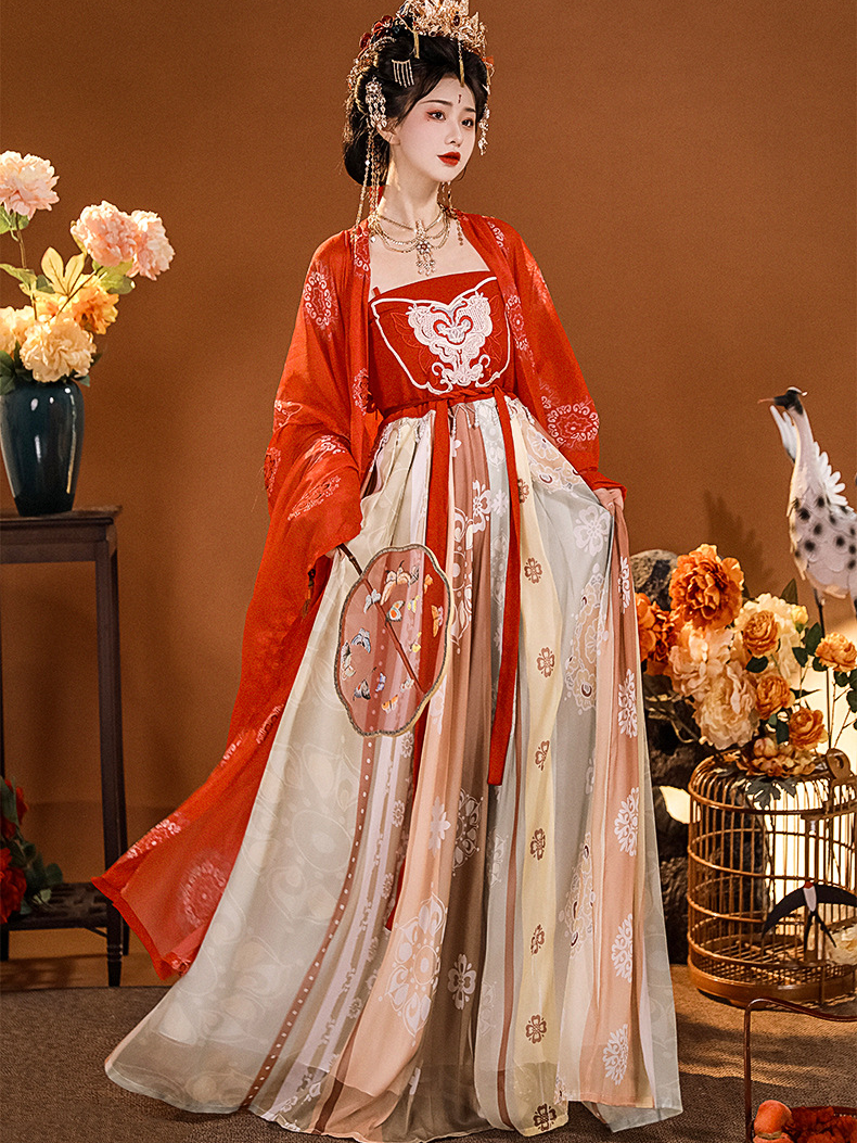 Elegant Red Tang Dynasty Hanfu Dress for Women Tang Dynasty