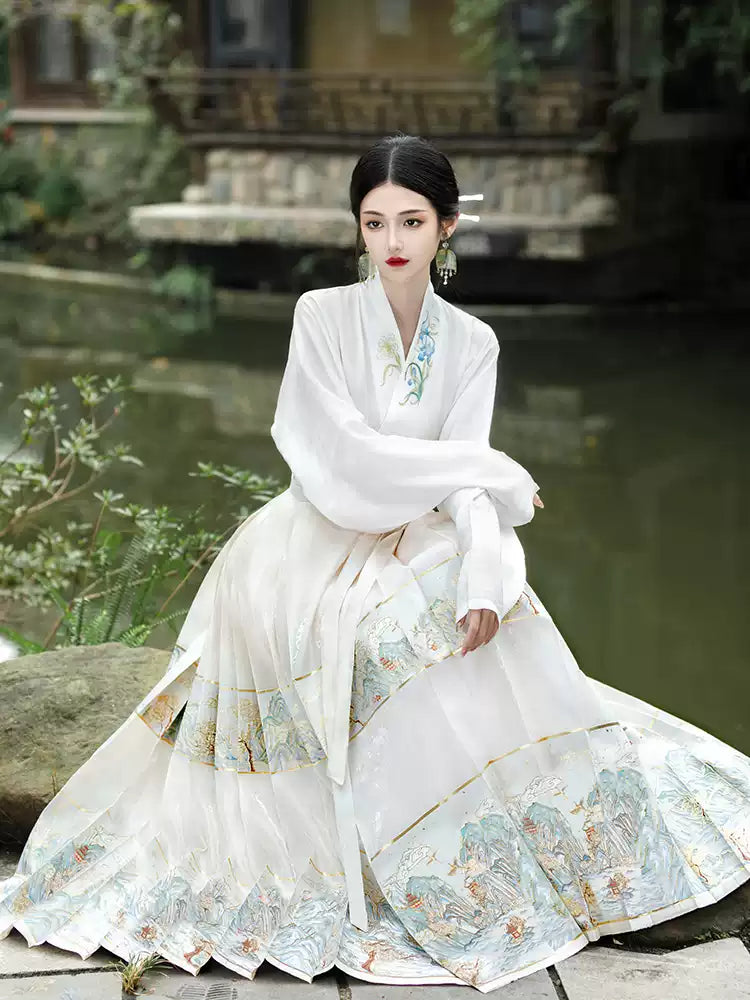 Women's Blouse and Mamianqun Set Chinese Traditional Ming Dynasty Hanfu