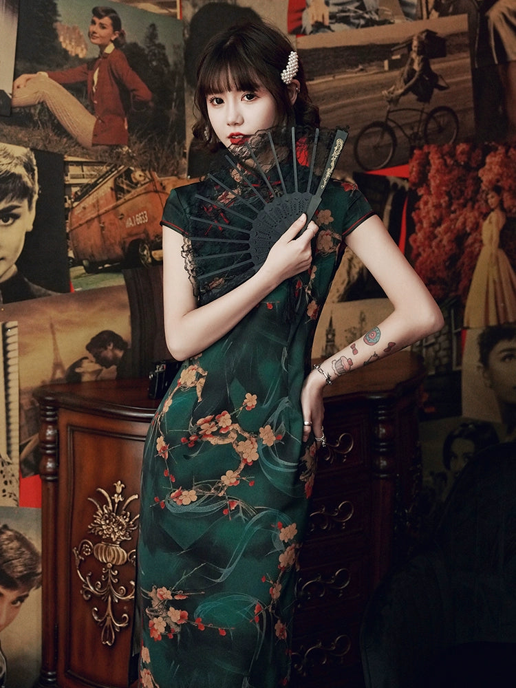 Vintage Floral Chinese Qipao Dress