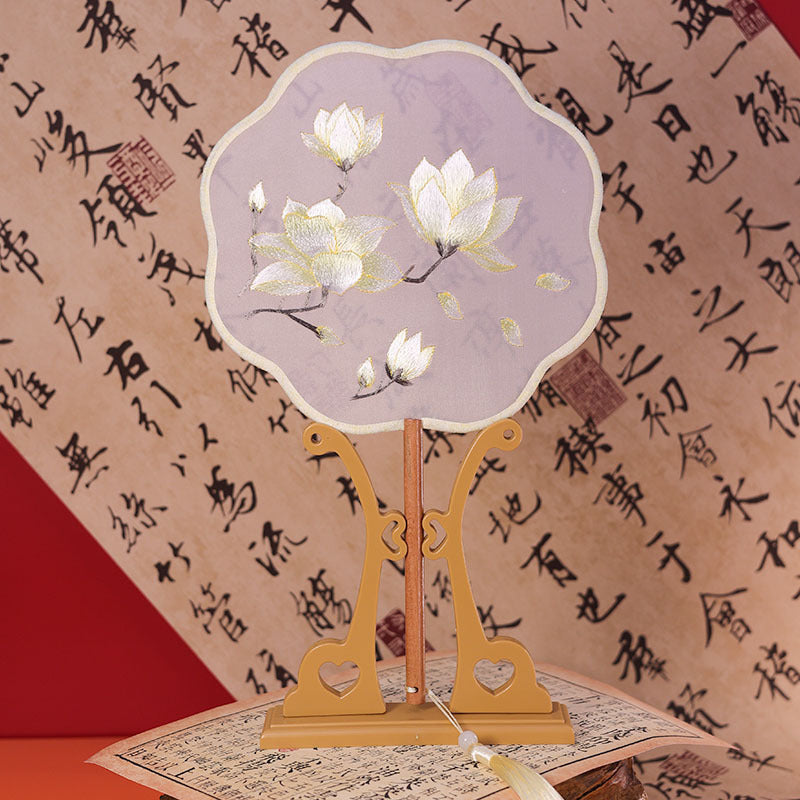 汉服装饰用双面绣花玉兰手扇