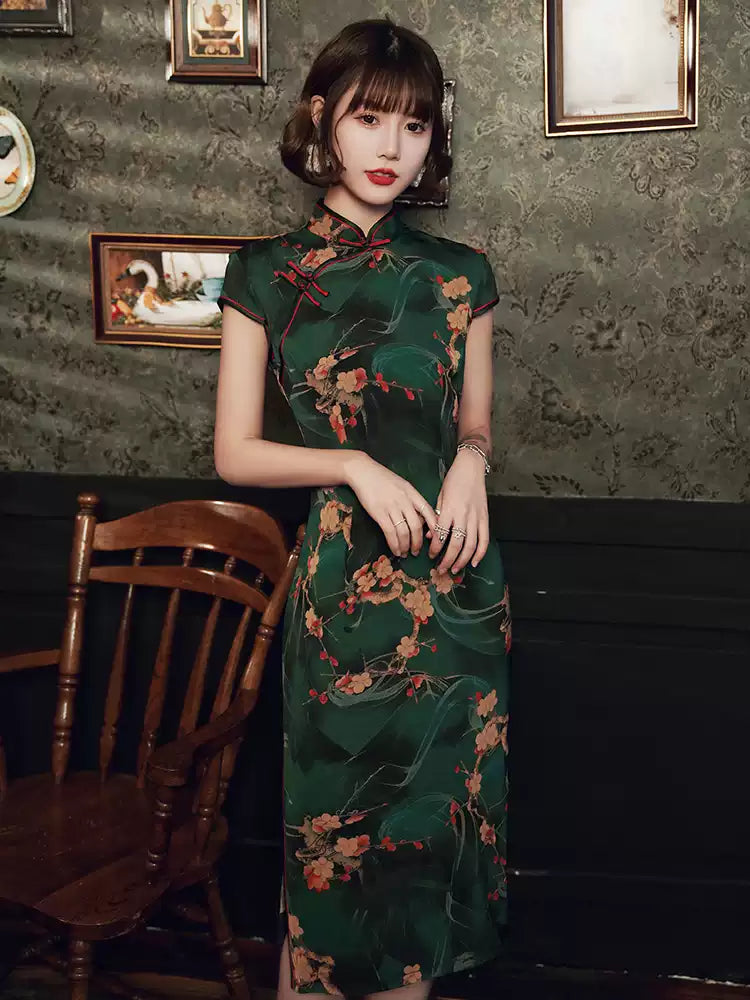 Vintage Floral Chinese Qipao Dress