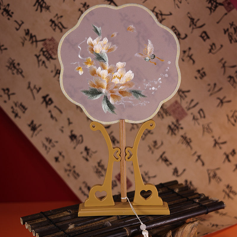 双面绣金花真丝扇