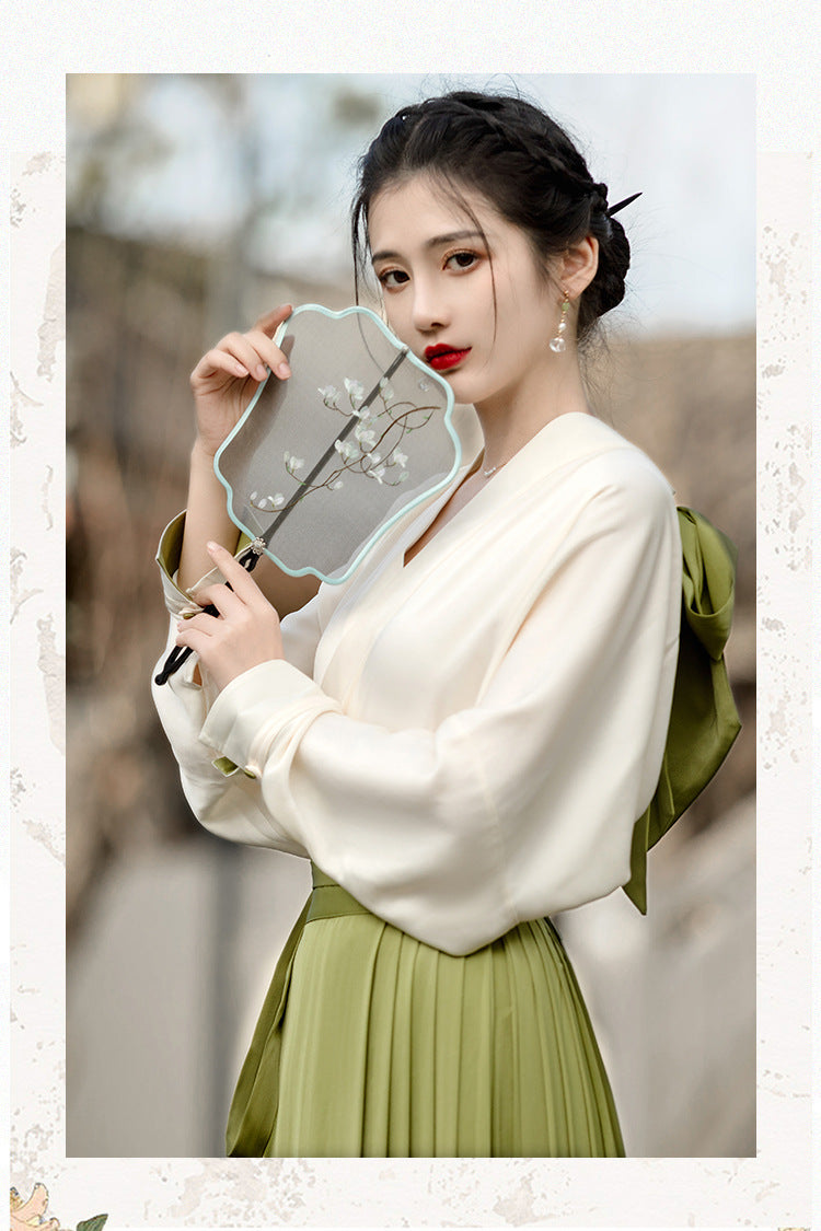 New Chinese Style White Green Mamianqun Set